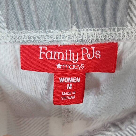 Macy's Family Pajamas Matching Set Mama Llama 2 PCS Cream Gray Med Plaid Lounge - Picture 11 of 12